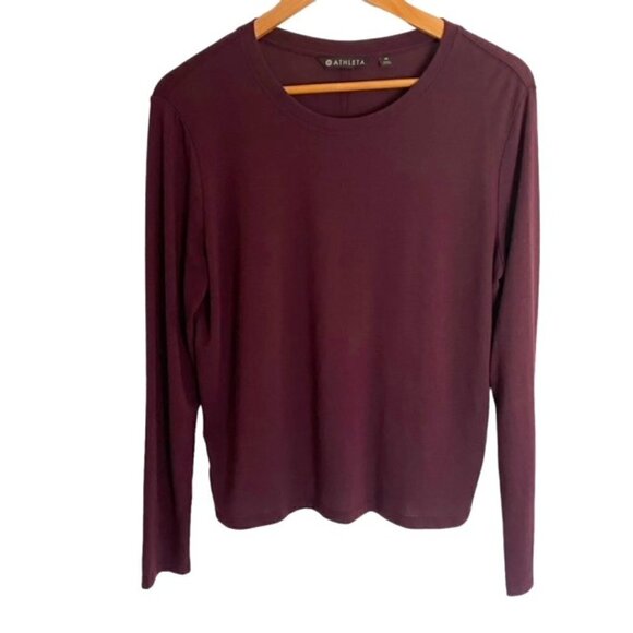 Athleta Burgundy Threadlight Long Sleeve Top Medium - Picture 2 of 4
